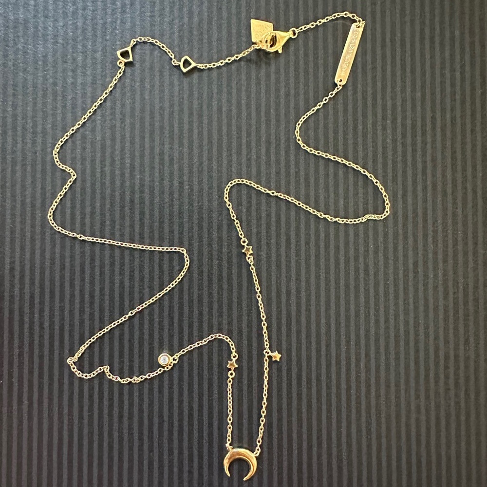 Wanderlust + Co crescent moon and stars necklace